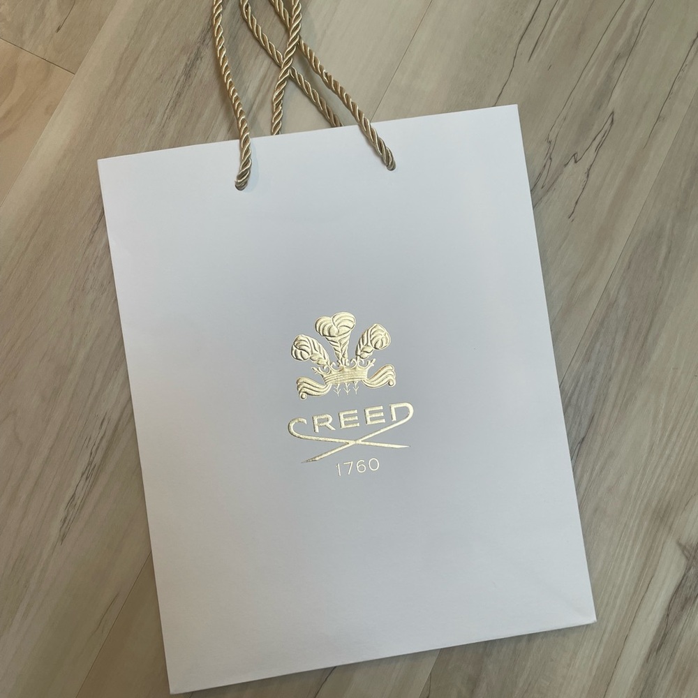 Creed Gold and White Luxury Shopping Bag